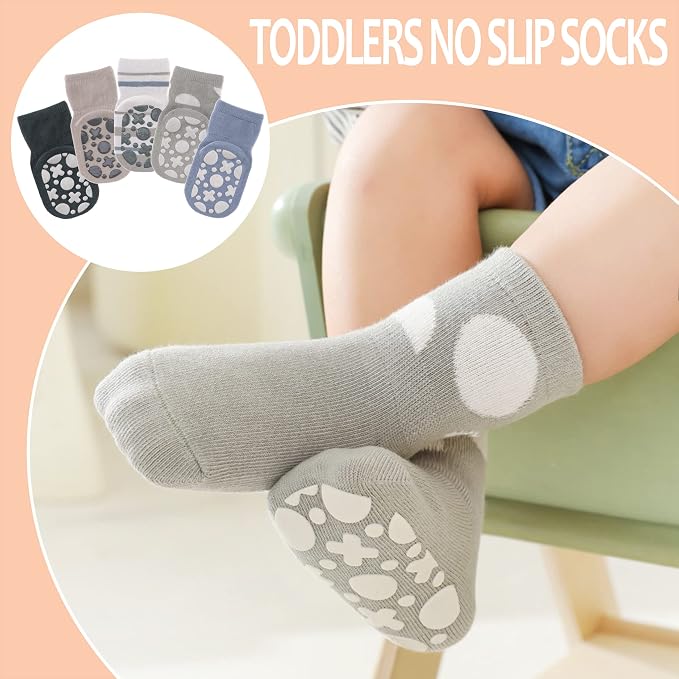 TRUEHAN 5 Pairs Toddler Non Slip Socks - Image 5