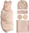 AQOKKA Newborn Receiving Blanket Wheat Ear Bow Hat Hairband Set by AQOKKA
