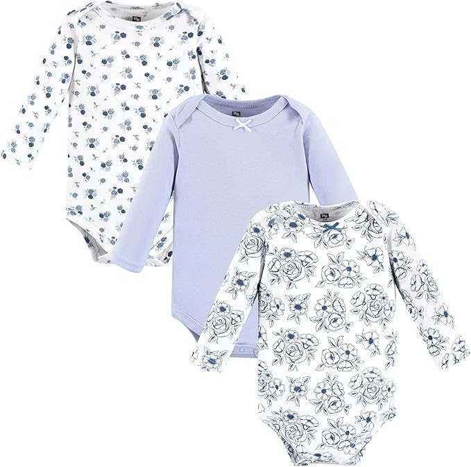 Hudson Baby Baby Girls' Cotton Long-sleeve Bodysuits 3-pack - Image 2
