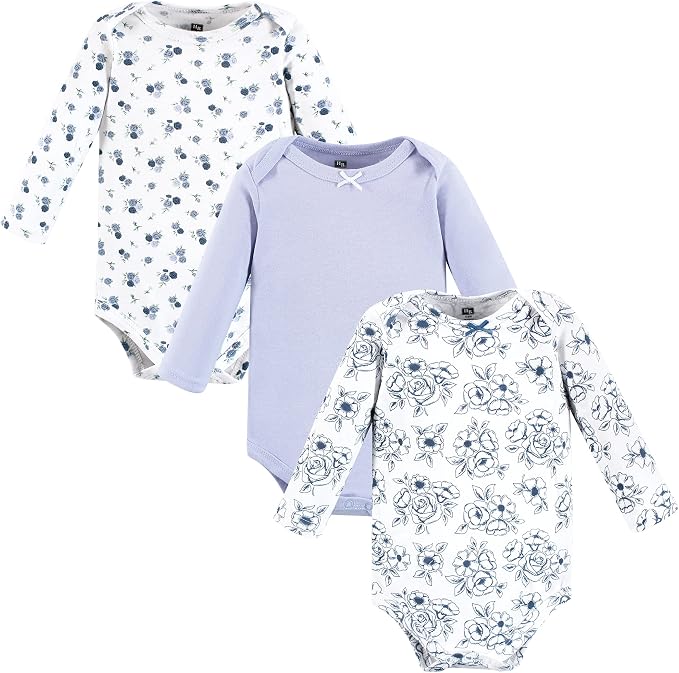 Hudson Baby Baby Girls' Cotton Long-sleeve Bodysuits 3-pack - Image 2