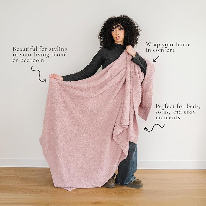 Saranoni Bamboni Oversized Blanket Soft Comfort Couch Bed Pink X-Large | Luxury - Image 3