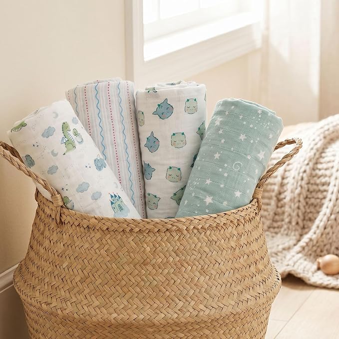 Muslin Swaddle Blankets for Newborn, Cotton Receiving Blanket | 4 Pack 100% - Image 8