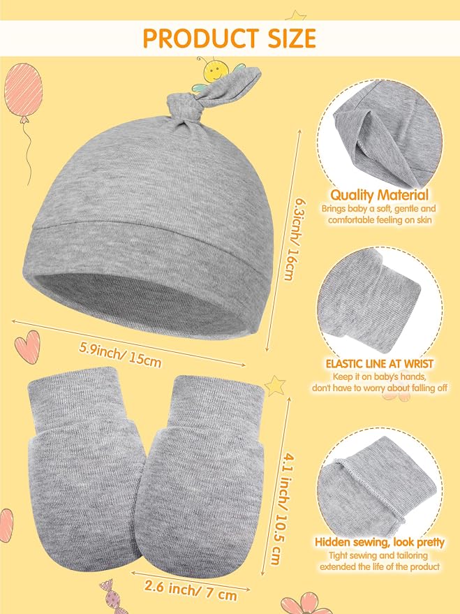 Geyoga 12 Pcs Baby Hat | Newborn Hats Mittens - Image 3