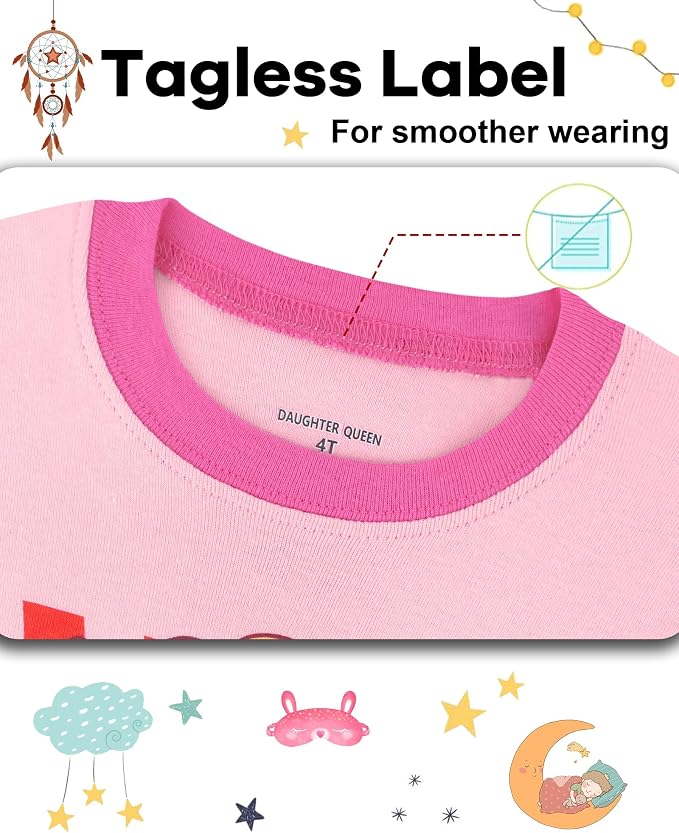 DAUGHTER QUEEN Girls Summer Pajamas Set 4 Pieces 100% Cotton Sleepwear Size 18 - Image 3