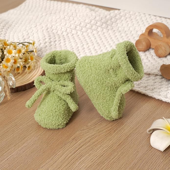 LAWKUL Cotton Baby Booties Newborn Fleece Shoes Sock - Image 7