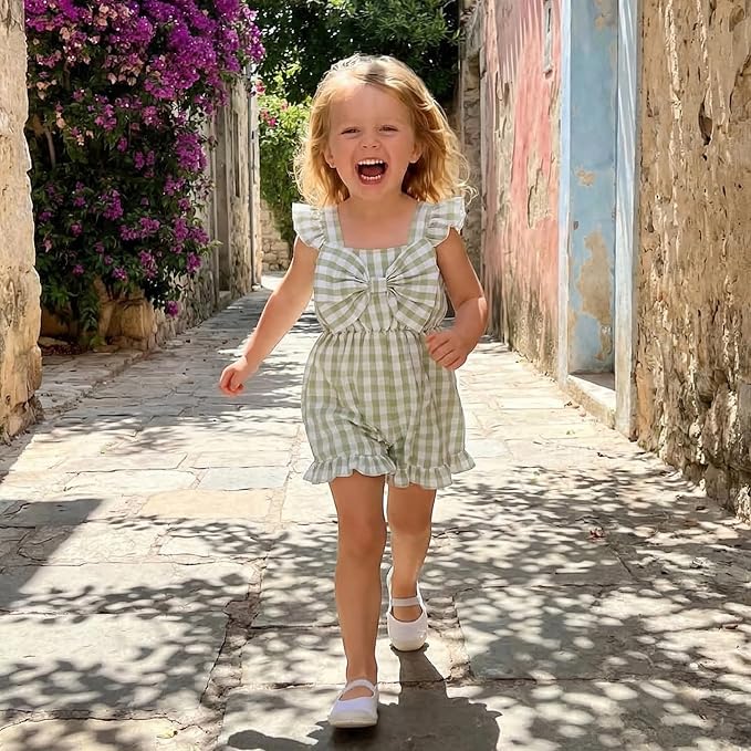 Little Girl Romper Toddler Overalls Summer Bow Jumpsuit Boho Outfit 6M-5T - Image 2