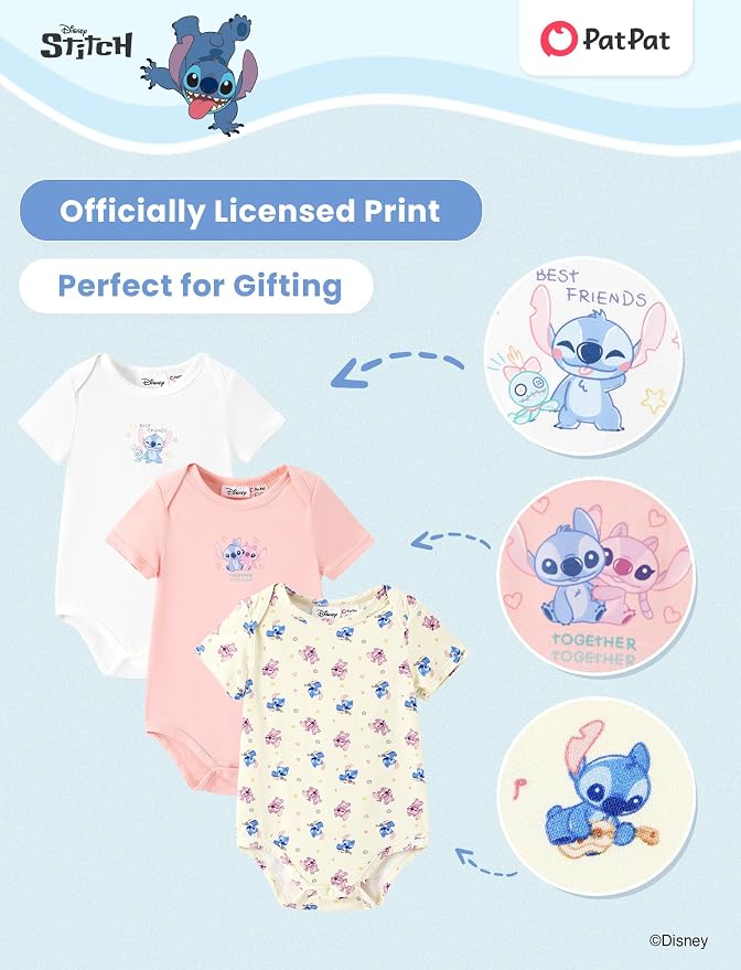 Disney Baby Viscose Made from Bamboo 3-Pack Bodysuits Set Newborn to Infant - Image 6