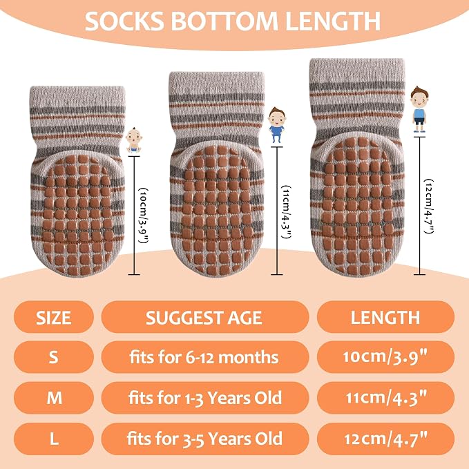 TRUEHAN 5 Pairs Toddler Non Slip Socks - Image 4
