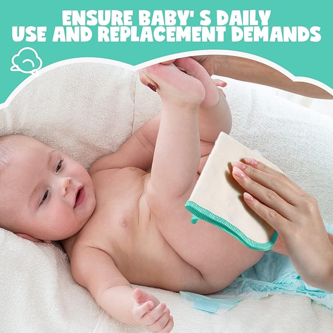 meekoo 45 Pcs Unbleached Flannel Cloth Baby Wipes Reusable Baby Diapers Wipes 8 x 8 Inch Soft and Sturdy Washable Natural Cloth Tissues Outer Stitching(Blue)