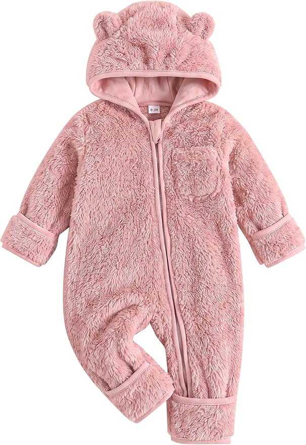Jecson Baby Snowsuit Newborn Bear Hooded Fleece Outfit Baby Clothes 0M-12M by WarmthLoveinStitches