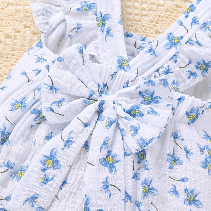 YOUNGER TREE Baby Girl Romper 100% Cotton Ruffle Sleeveless Summer Outfit - Image 5