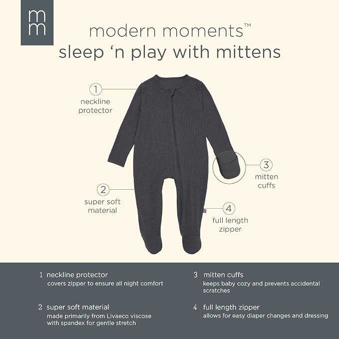 Modern Moments by Gerber Baby Viscose 2-Pack Sleep 'N Play w/ Mitten Cuffs - Image 6