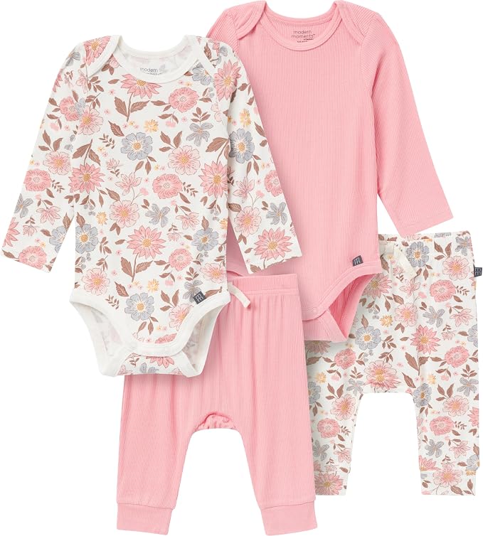 Modern Moments by Gerber Baby Viscose 4-Pack Bodysuit & Pant Set by ModernMomentsbyGerber