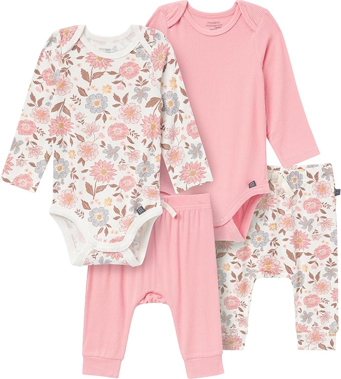 Modern Moments by Gerber Baby Viscose 4-Pack Bodysuit & Pant Set by ModernMomentsbyGerber
