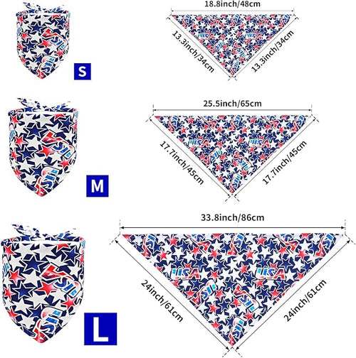 4th of July Dog Bandanas for Medium Dogs 7 Pcs Hemming Seam Edge Patriotic Dogs - Image 2