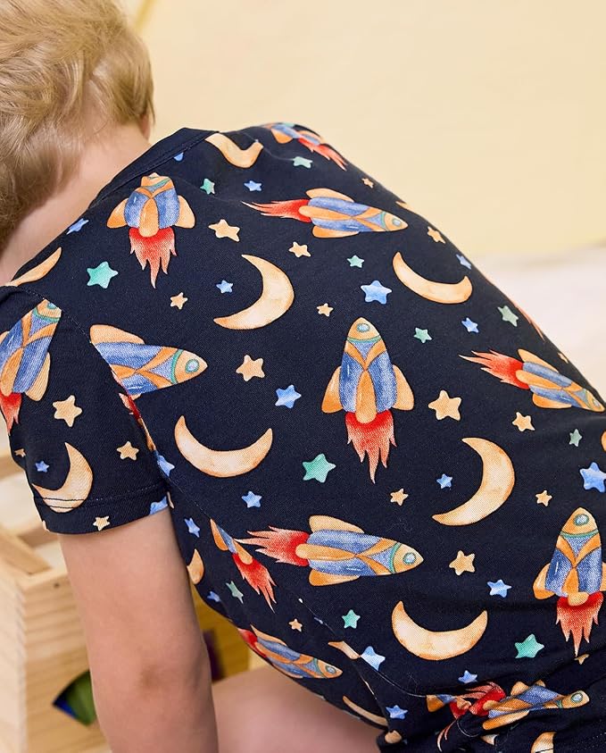 babee Reshinee Bamboo Viscose Toddler Boys Pajamas Set, Short Sleeve Kids - Image 8