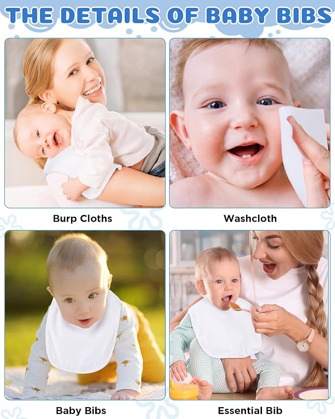 JaGely 30 Pack Baby Muslin Bandana Bibs Multicolor Solid Unisex Waterproof - Image 7