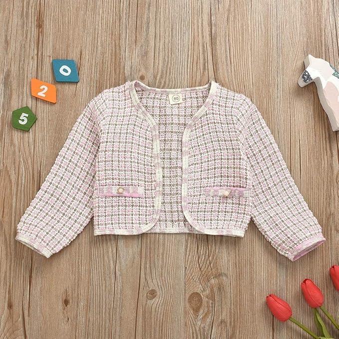 Toddler Kids Baby Girls Plaid Skirt Set Cardigan Jacket Coat + Tutu Dress Set - Image 5