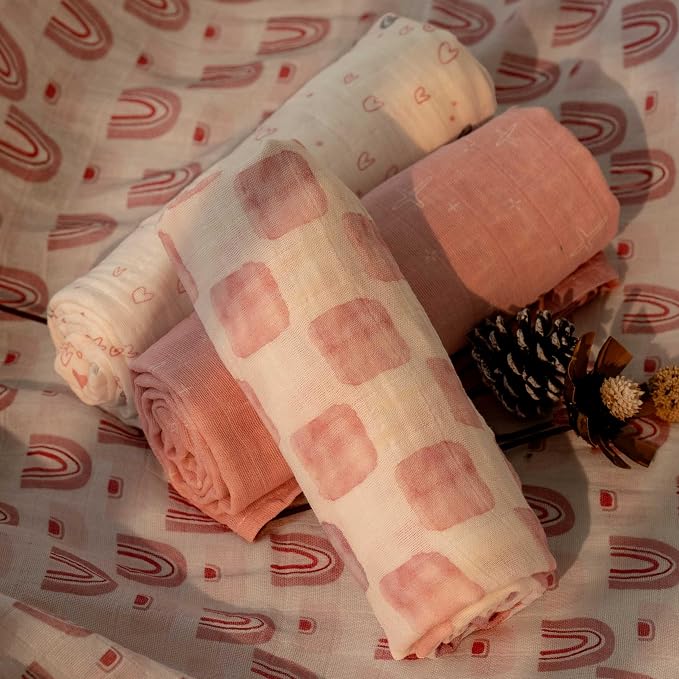 Muslin Swaddle Blankets for Newborn, Cotton Receiving Blanket | 4 Pack 100% - Image 6