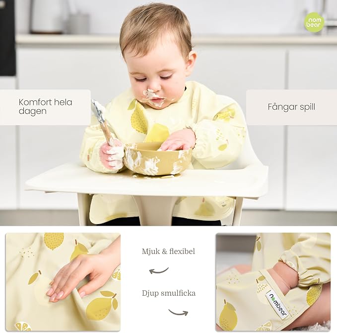 Waterproof Smock Baby Bibs for Eating | Long Sleeve Bib for Baby Led Weaning - Image 3