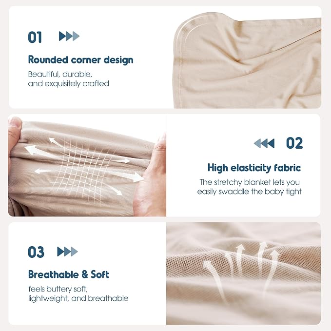 2 Pack Newborn Swaddle Blanket, Ultra Soft Stretchy Jersey Knit Extra Large - Image 5