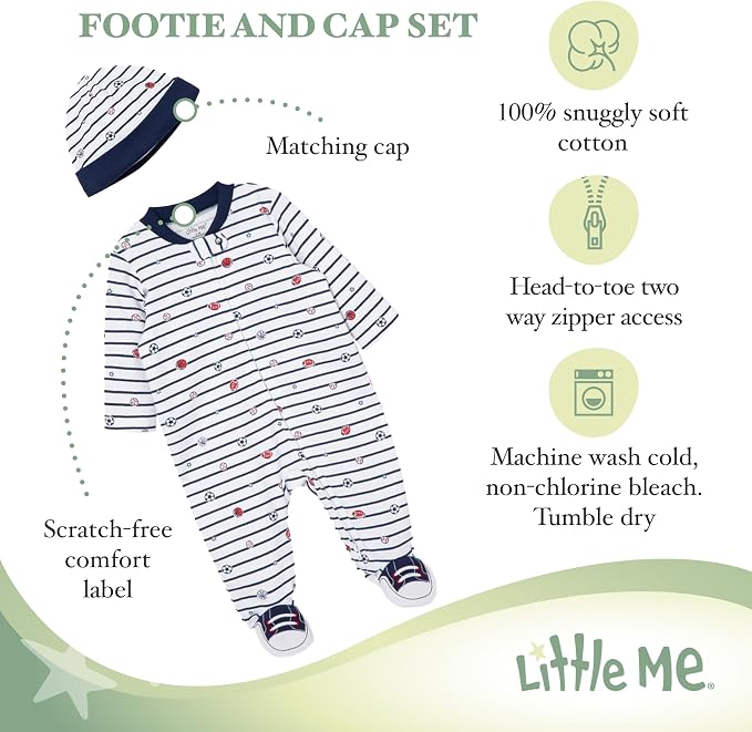 Little Me Clothes for Baby Girls' 100% Cotton Scratch-Free Tag Footie Sleeper - Image 8