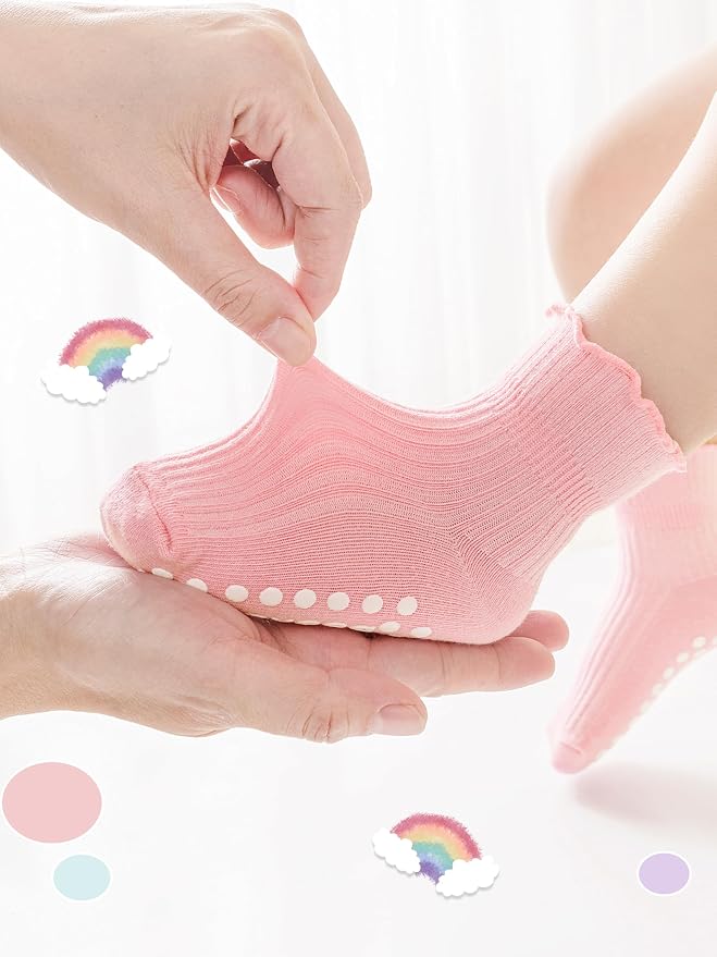 Baby Toddler Girls Socks Grip Ruffle Non Slip Kids Cotton 12 Pack Socks | - Image 6