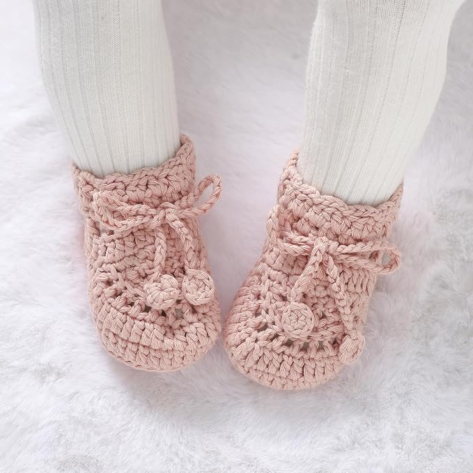 Hadetoto Baby Booties Hand Crochet Knit Cotton Bootie | Soft, Newborn First - Image 2