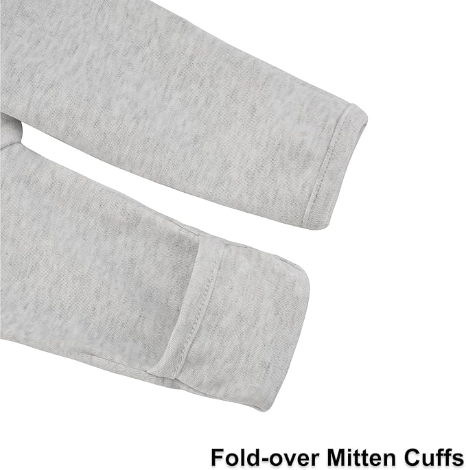 Aablexema Baby Footed Pajamas with Mitten Cuffs Zipper 4-Pack Infant Newborn Cotton Long Sleeve Outfit