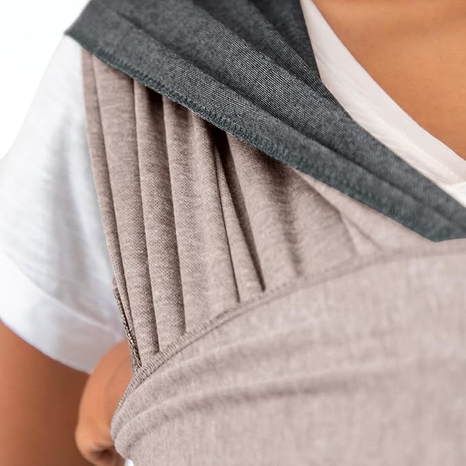 Moby Baby Wrap Carrier Reversible for Newborns to Toddlers (8-33lbs), Infant Sling Carrier, Ultra Lightweight & Hands Free Design, Adjustable for All Body Types (Taupe/Charcoal)