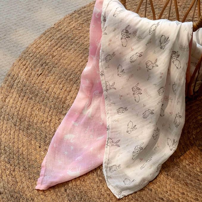 GLLQUEN BABY Muslin Swaddle Blankets 2Pk Receiving Blanket Large 35" x 40" | - Image 4