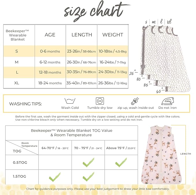 Burt's Bees Baby Infant Wearable Blanket, Organic Cotton Unisex Beekeeper - Image 3