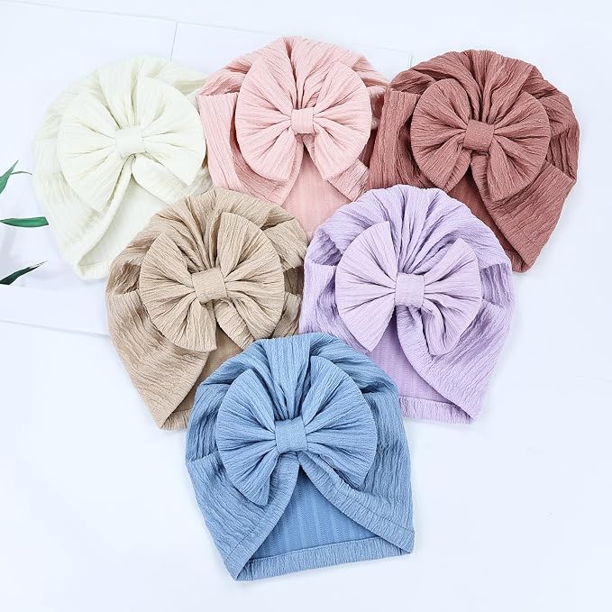 Cinaci 6 Pack Nursery Hospital Caps Bonnets Beanies Headwraps Turban Hats - Image 8
