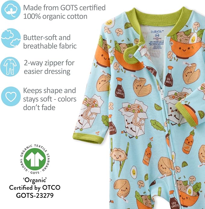 Butterblu Scout Sleep & Play 100% Organic Cotton Footed Zip Front PJs | GOTS - Image 6