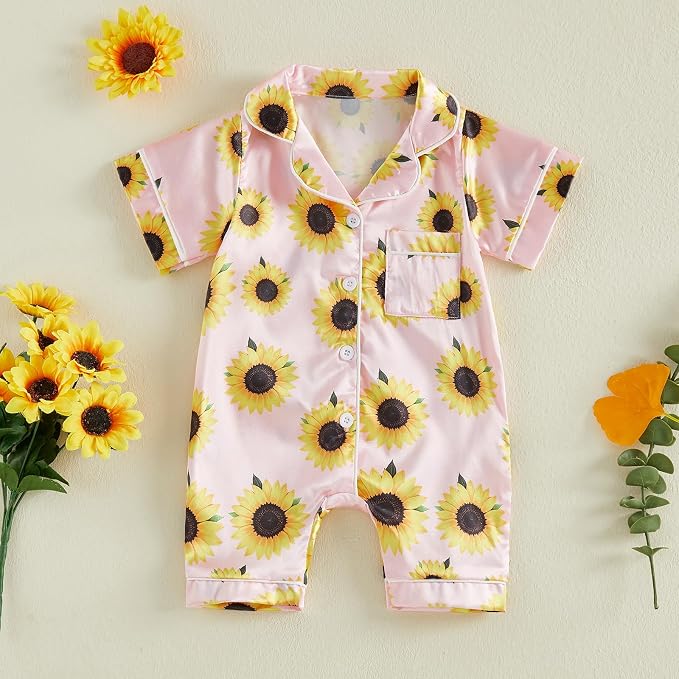 Kuriozud Baby Girl Boy Romper Pajamas Onesie Short Sleeve Button Down Pjs - Image 5