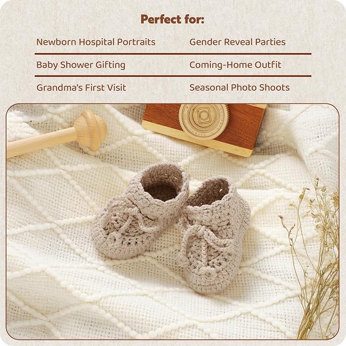 Hadetoto Baby Booties Hand Crochet Knit Cotton Bootie | Soft, Newborn First - Image 6