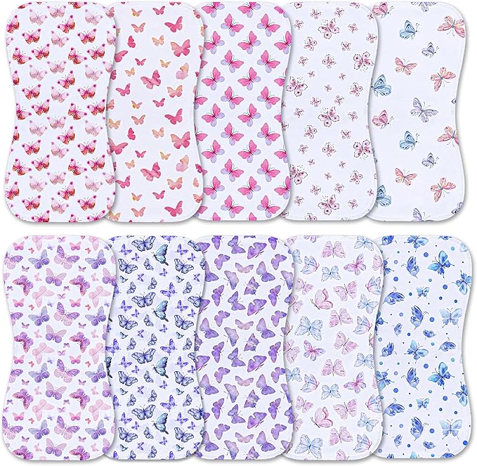 10-Pack Burp Cloths for Baby Boys and Girls by Benoxine
