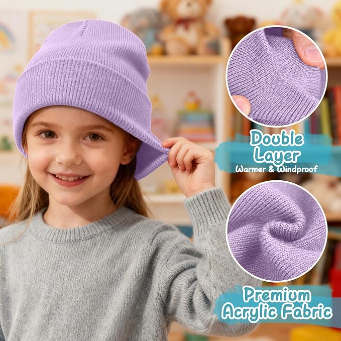 ZOORON Toddler Beanie Baby Kids Beanies Warm Winter Hat Knit Skull Cap - Image 3