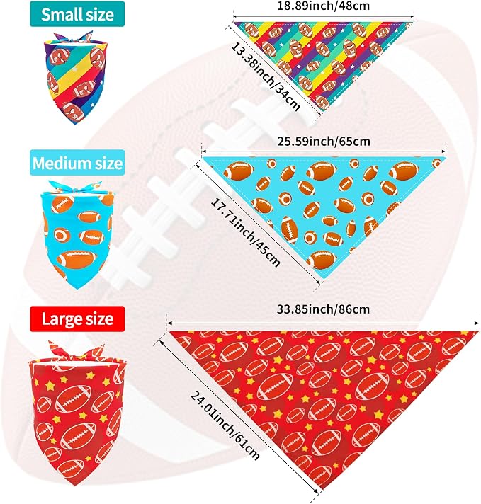 7 PCS Medium Football Dog Bandanas Hemming Seam Edge Dog Bandana - Image 2