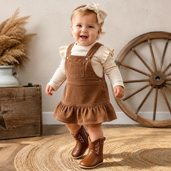 Meckior Baby Girls Cowboy Tassel Boots Side Zipper Moccasins Soft Bottom - Image 2