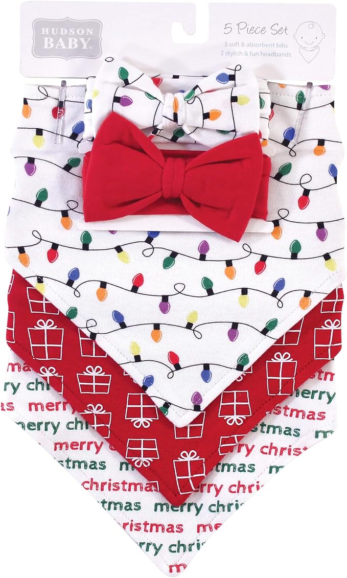 Hudson Baby Unisex Baby Cotton Bib and Headband Set - Image 2