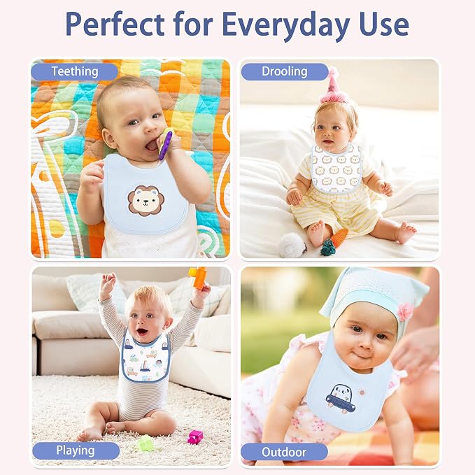 6 Pack Baby Bibs for Drooling and Teething Soft Cotton Absorbent - Image 5
