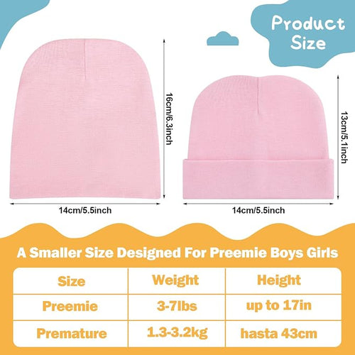 10 Pcs Preemie Hats Cotton Preemie Caps Bows Turban Premature Baby Boys Girls - Image 2