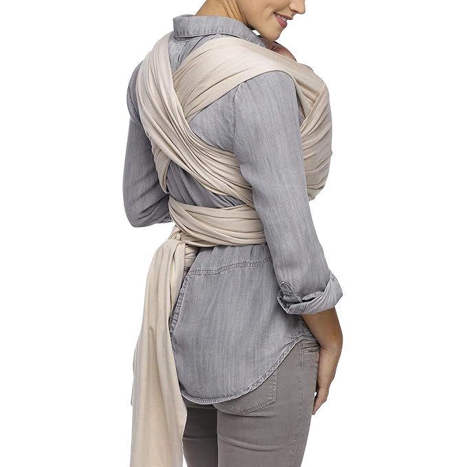 Moby Baby Wrap Carrier Evolution by Petunia Pickle Bottom for Newborns to Toddlers (8-33lbs), Infant Sling Carrier, Hands Free Design, Adjustable for All Body Types (Almond)