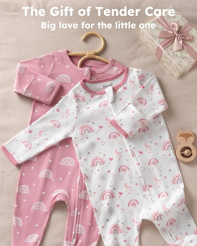 Baby Girl Sleepers 100% Cotton Footie Pajamas Newborn 0-3 3-6 6-9 Months - Image 8