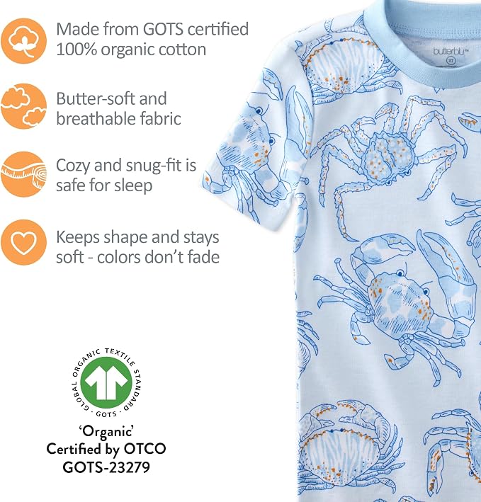 Butterblu Shade Snug-fit 2-Piece Short Sleeve PJs 100% Organic Cotton - Image 5