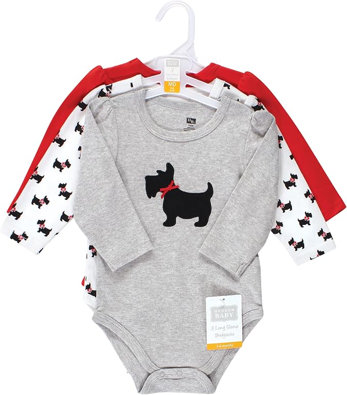 Hudson Baby Baby Girls' Cotton Long-sleeve Bodysuits 3-pack - Image 2