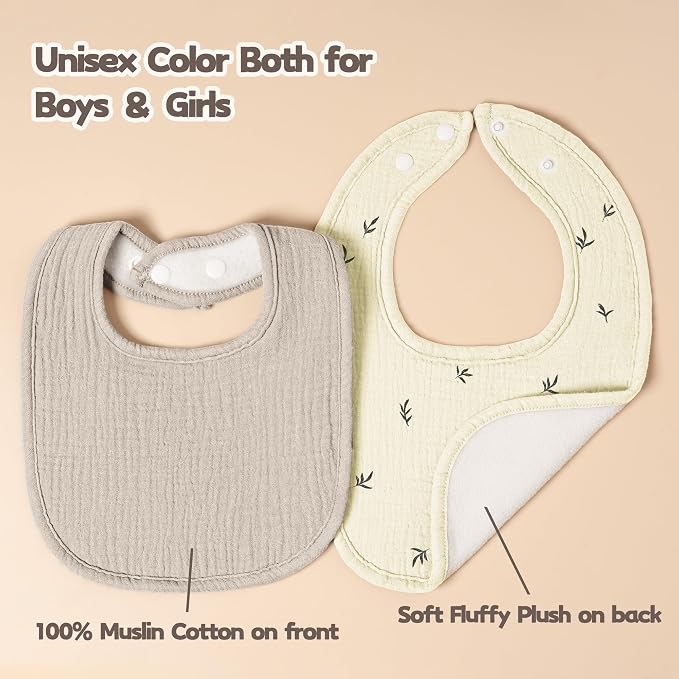 Susurration Muslin Baby Drool Bibs 6Pack Soft Square Adjustable Baby Bandana - Image 6