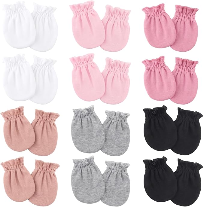 BQUBO 12 Pairs Baby Mittens Newborn Infant Mittens No Scratch Cotton Elastic by DRESHOW