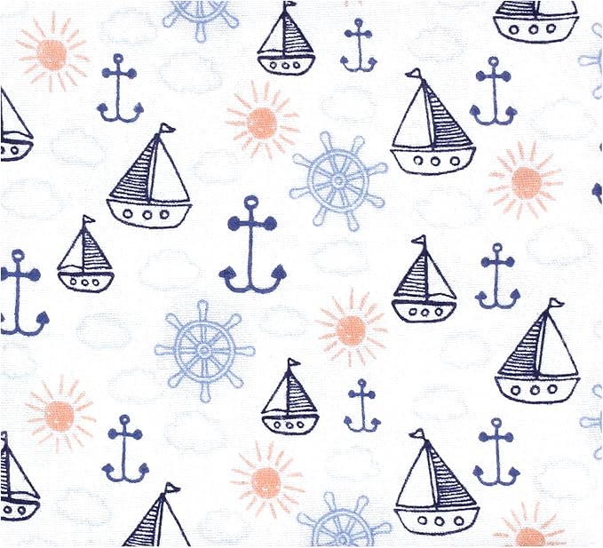 Hudson Baby Cotton Flannel Receiving Blankets 4-Pack, Sunshine And Sailboats - Image 3